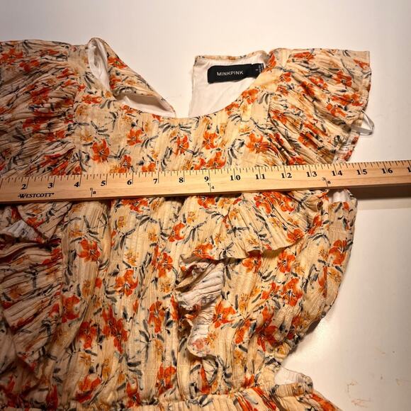 MinkPink Ruffle Tiered Floral Minu Dress Small NWOT - Picture 6 of 7